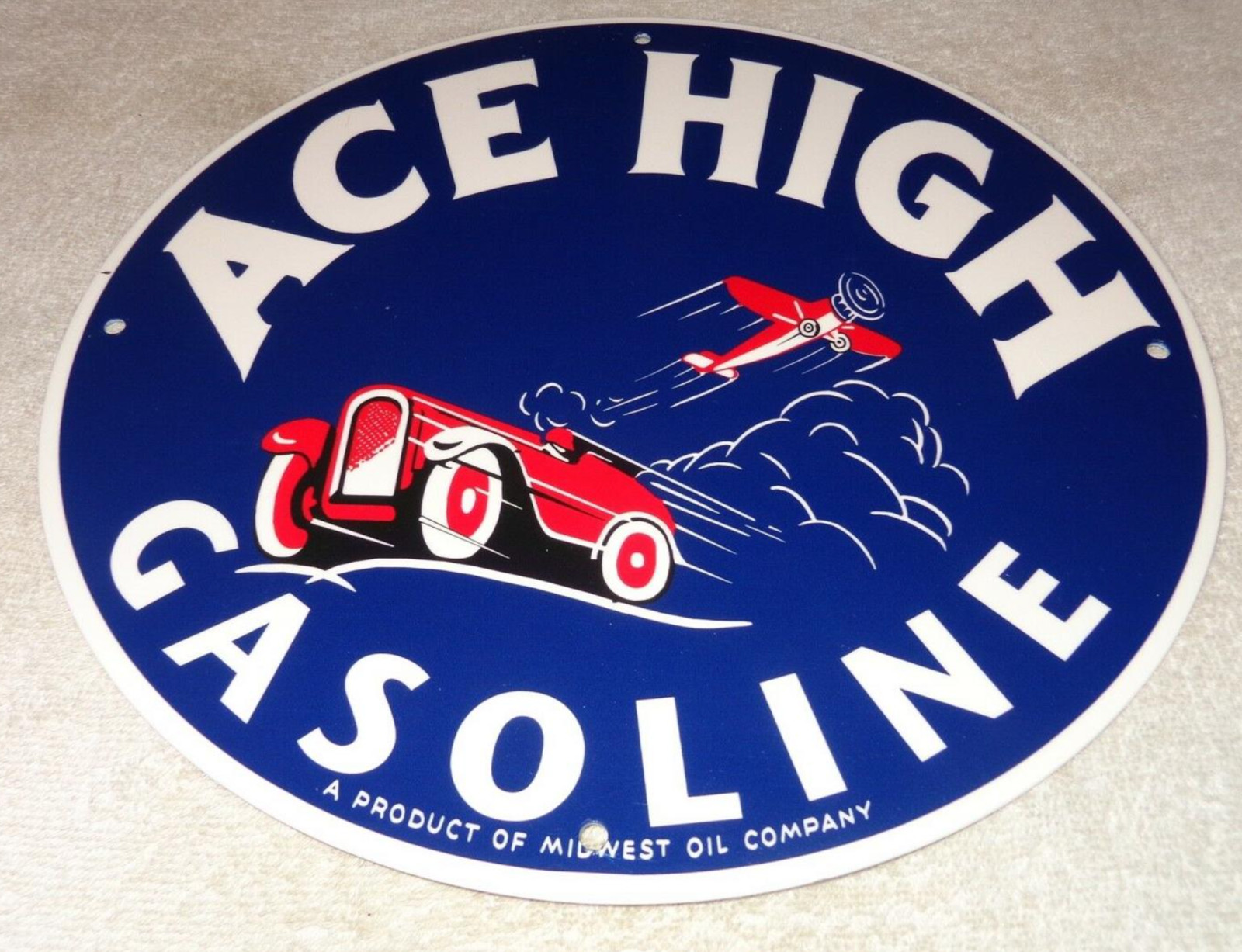 VINTAGE ACE HIGH GASOLINE & MIDWEST OIL COMPANY 11 3/4