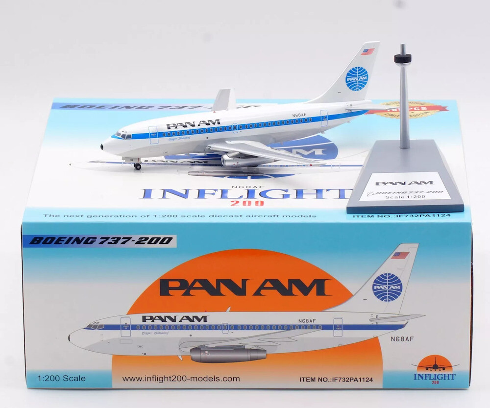 Inflight IF732PA1124 Pan Am American Boeing 737-200 N68AF Diecast 1/200 Model