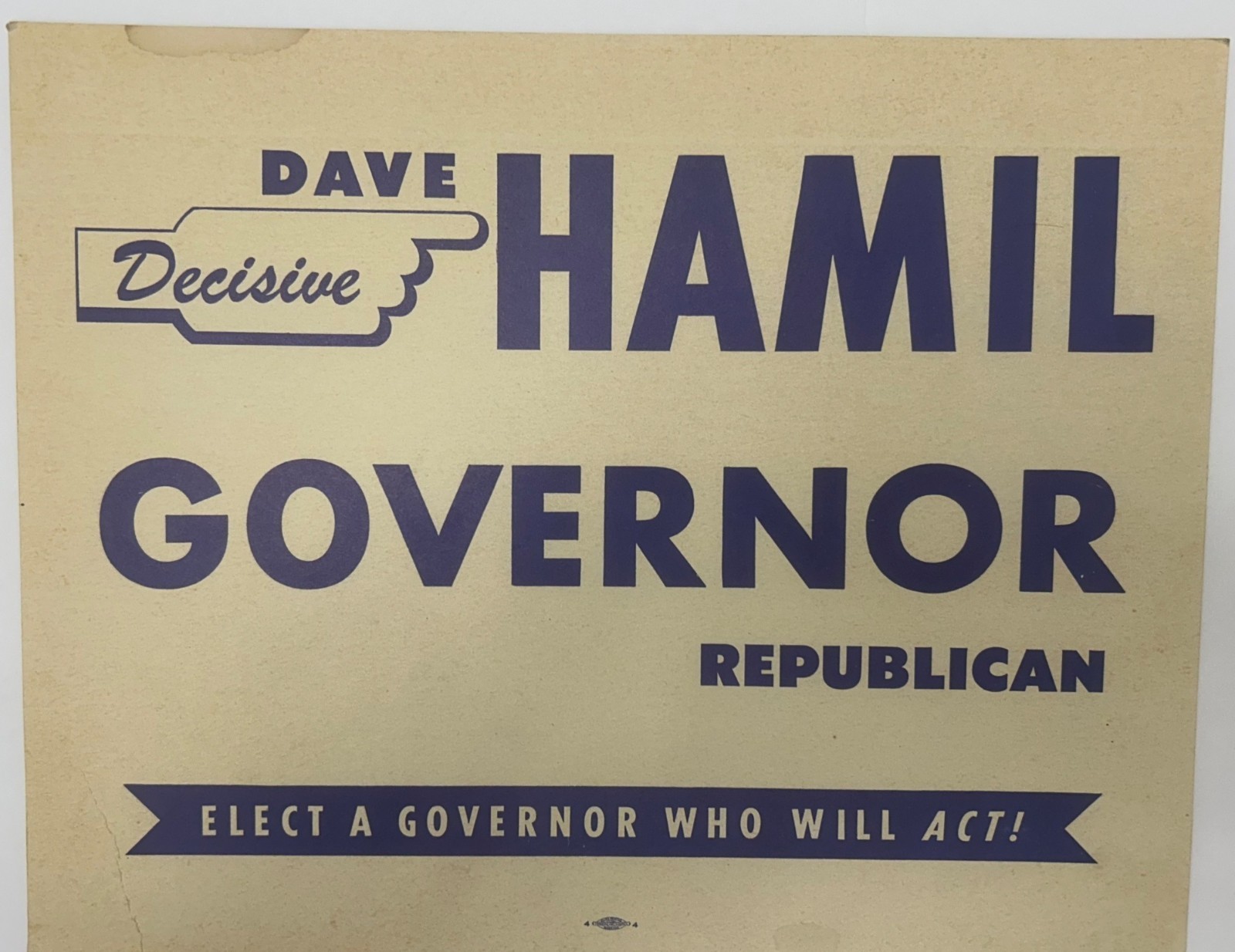 Vintage 1948 Dave Hamil Colo. Governor Campaign Poster REA Rural Electric Union