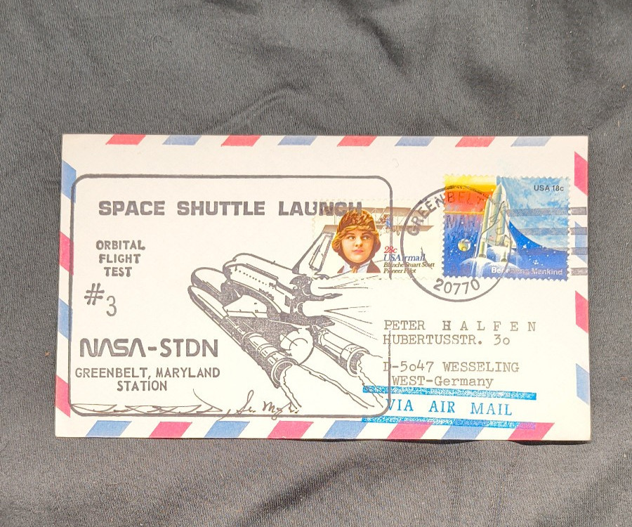 1982 NASA STS-3 Columbia Orbital Flight Test #3 Launch Cover Greenbelt STDN Sign