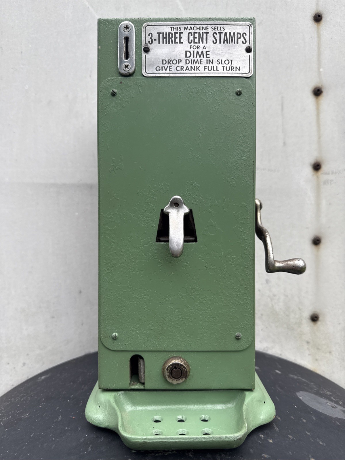 Vintage Schermack Model 310 D 3-Cent Sanitary Stamp Vending Machine (No Key)