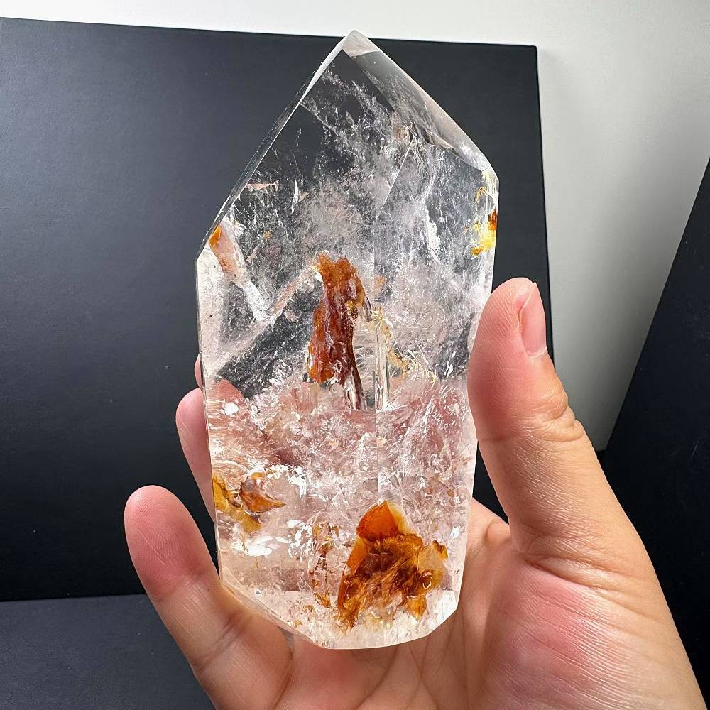 538g Natural Red gum flower Quartz Mineral Specimen Energy Cystal Reiki Decor