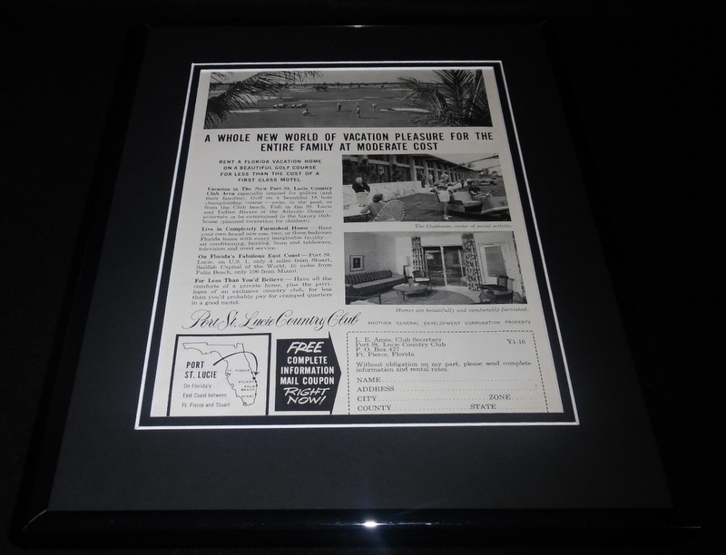 1961 Port St Lucie Florida Tourism 11x14 Framed ORIGINAL Vintage Advertisement