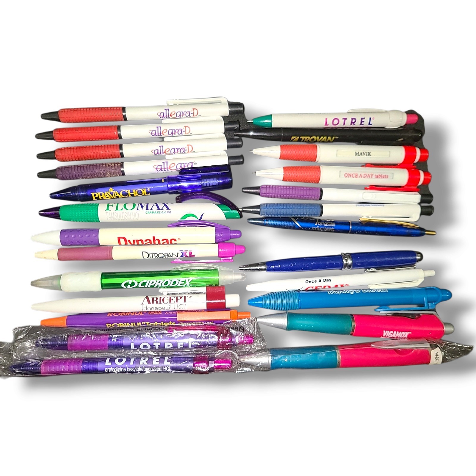 Collectible Mixed RX Pharmacy Drug Rep Promotional Advertising Pen Lot of 25