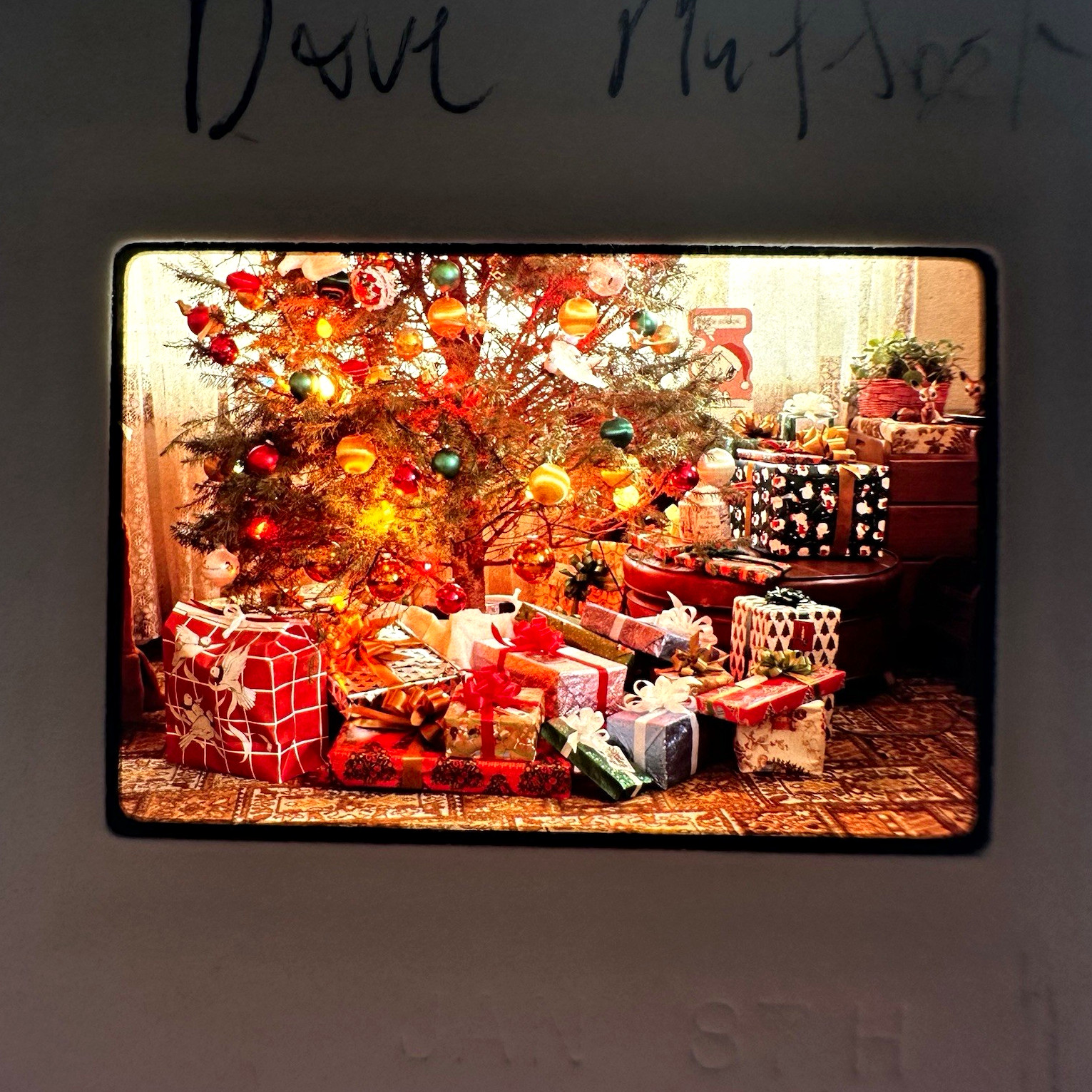 Kodak Ektachrome Vintage 35mm  Slide Christmas scene Tree Gifts Holiday