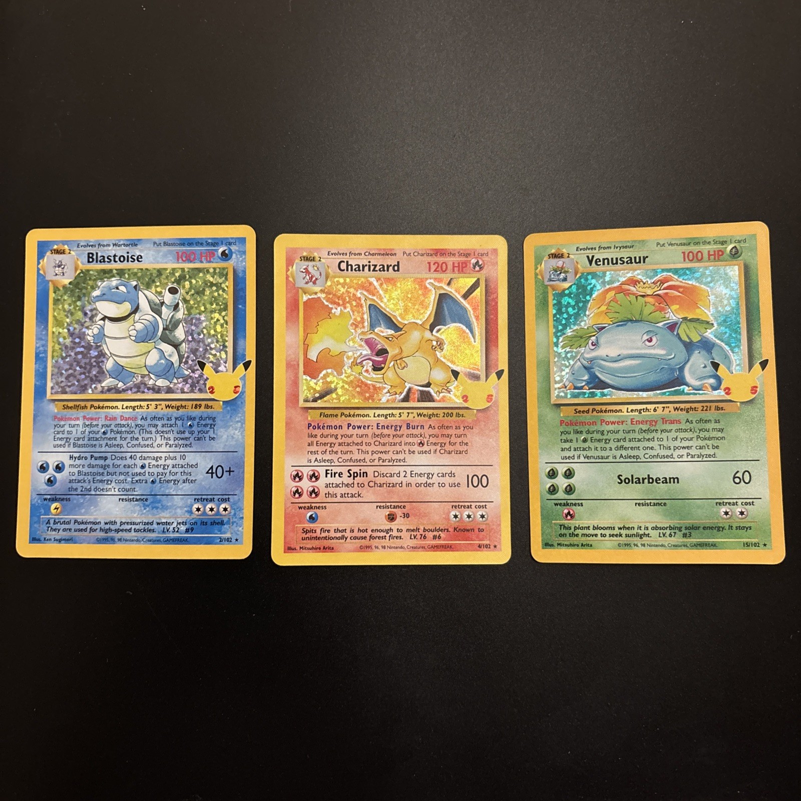 Pokemon TCG 25th Celebrations NM Charizard/Blastoise/Venusaur Pokemon TCG 25th Celebrations NM Charizard/Blastoise/Venusaur