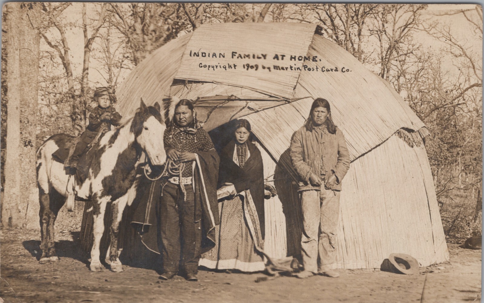 RPPC Native American Indian Family at Home 1909 W.H. Martin