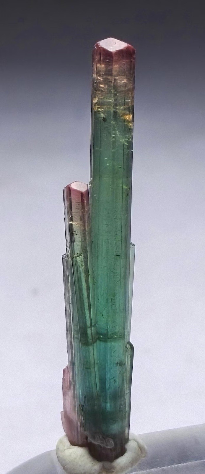 Terminated Bi Colour Lipstick Tourmaline Crystal - 18 Carats
