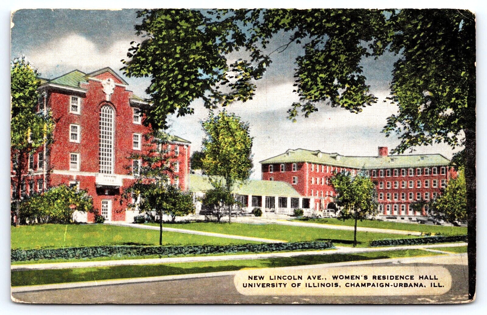 CHAMPAIGN URBANA UNIVERSITY OF ILLINOIS WOMEN\'S RESIDENCE HALL VINTAGE POSTCARD