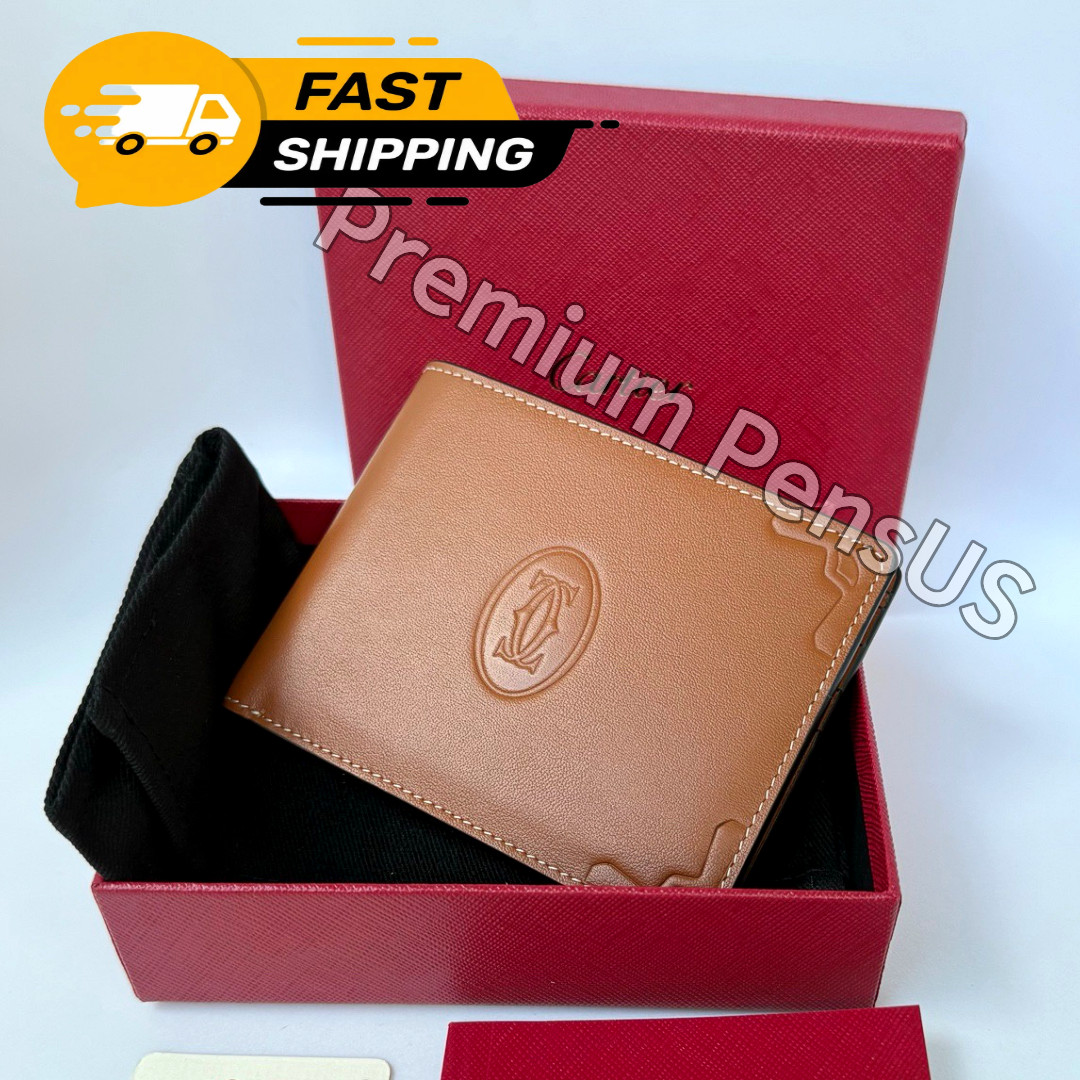 CARTIER Must De Cartier Camel Leather Bifold Wallet Vintage New Old Stock Rare CARTIER Must De Cartier Camel Leather Bifold Wallet Vintage New Old Stock Rare