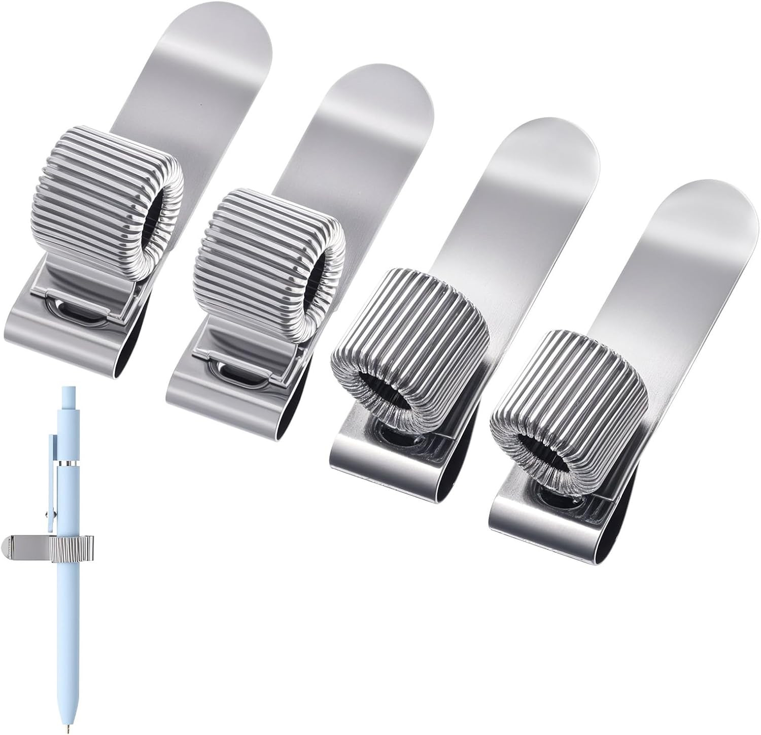4PCS Retractable Pencil Holder, Pen Holder Clip, Metal Pen Clip for Notebook,...