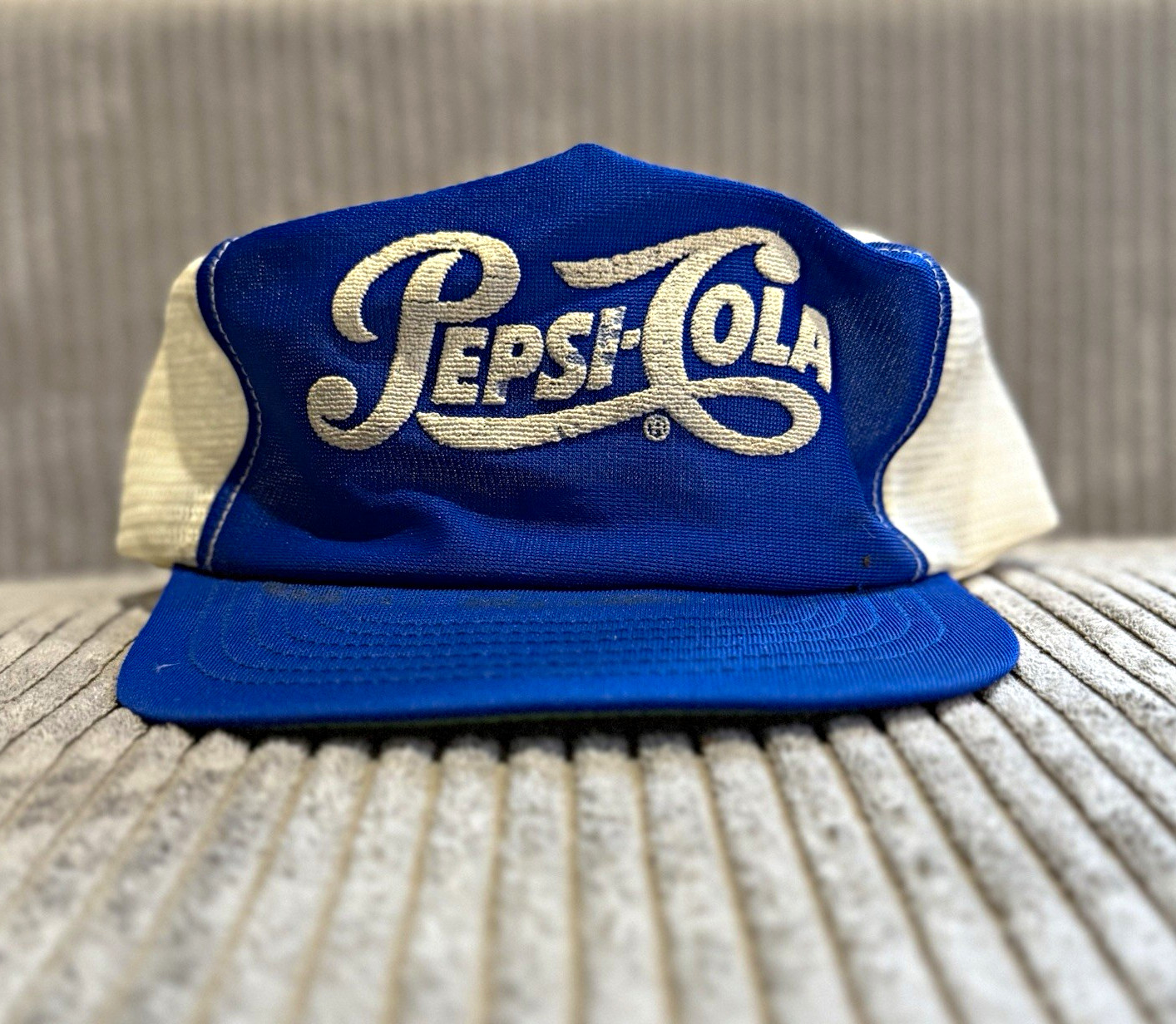 Vintage 1970s/1980s Pepsi-Cola Script Logo Mesh Trucker Hat