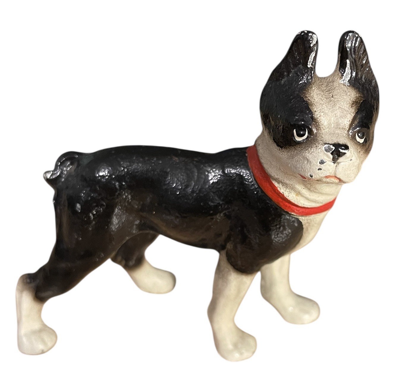 ANTIQUE HUBLEY Mini BOSTON TERRIER CAST IRON Paperweight STATUE 3” doorstop