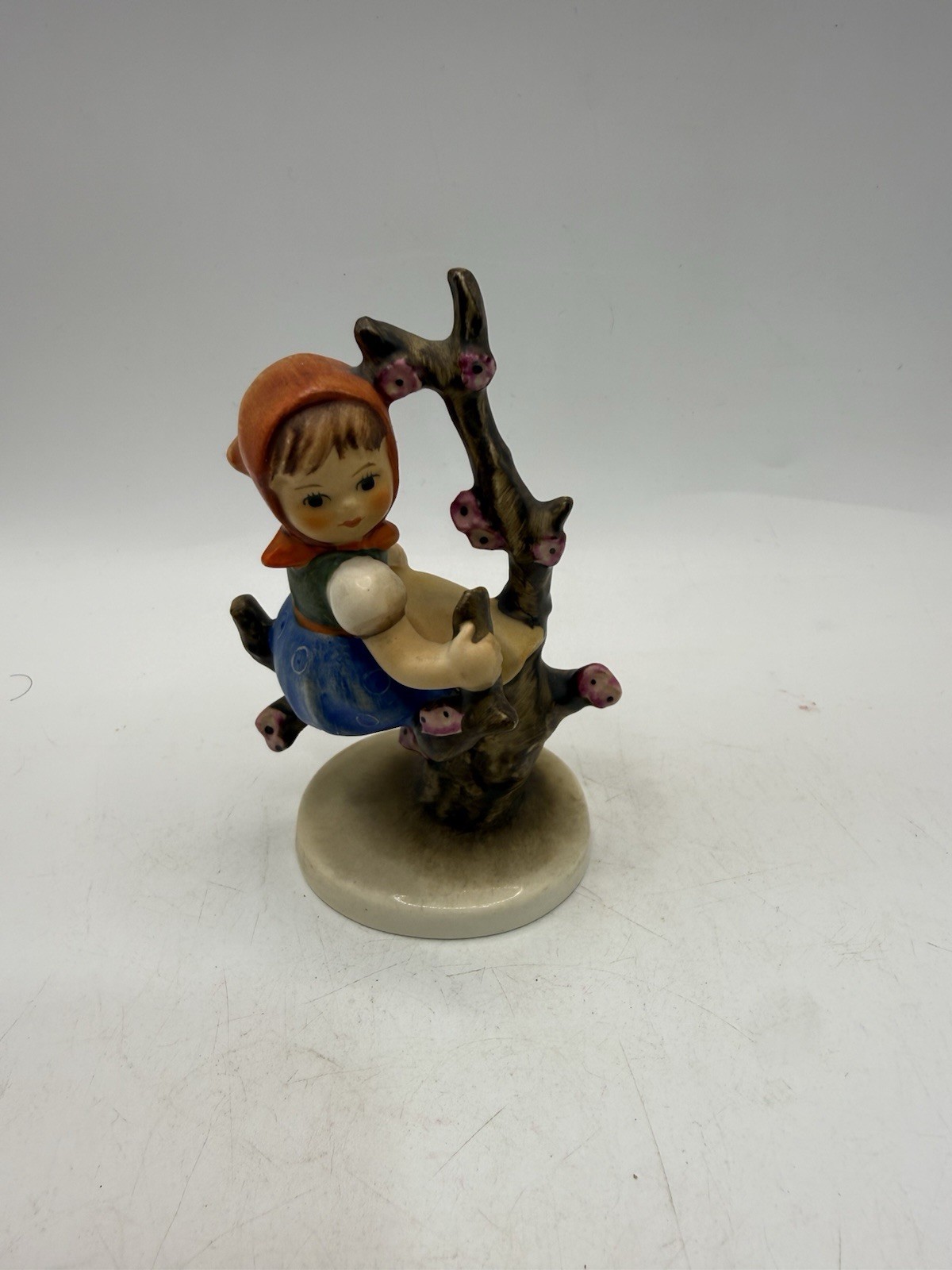 Vintage West Germany Girl Sitting in Flowering Tree Porcelain Figurine 4\