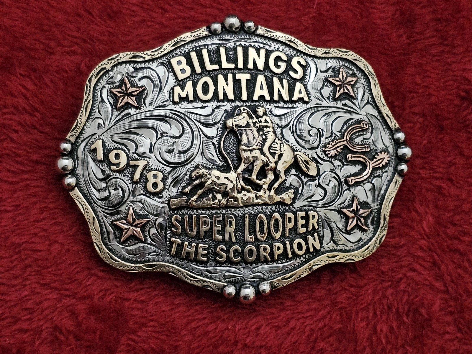 X~Treme CALF ROPING RODEO CHAMPION TROPHY BUCKLE☆Billings Montana☆Rare☆1978☆198