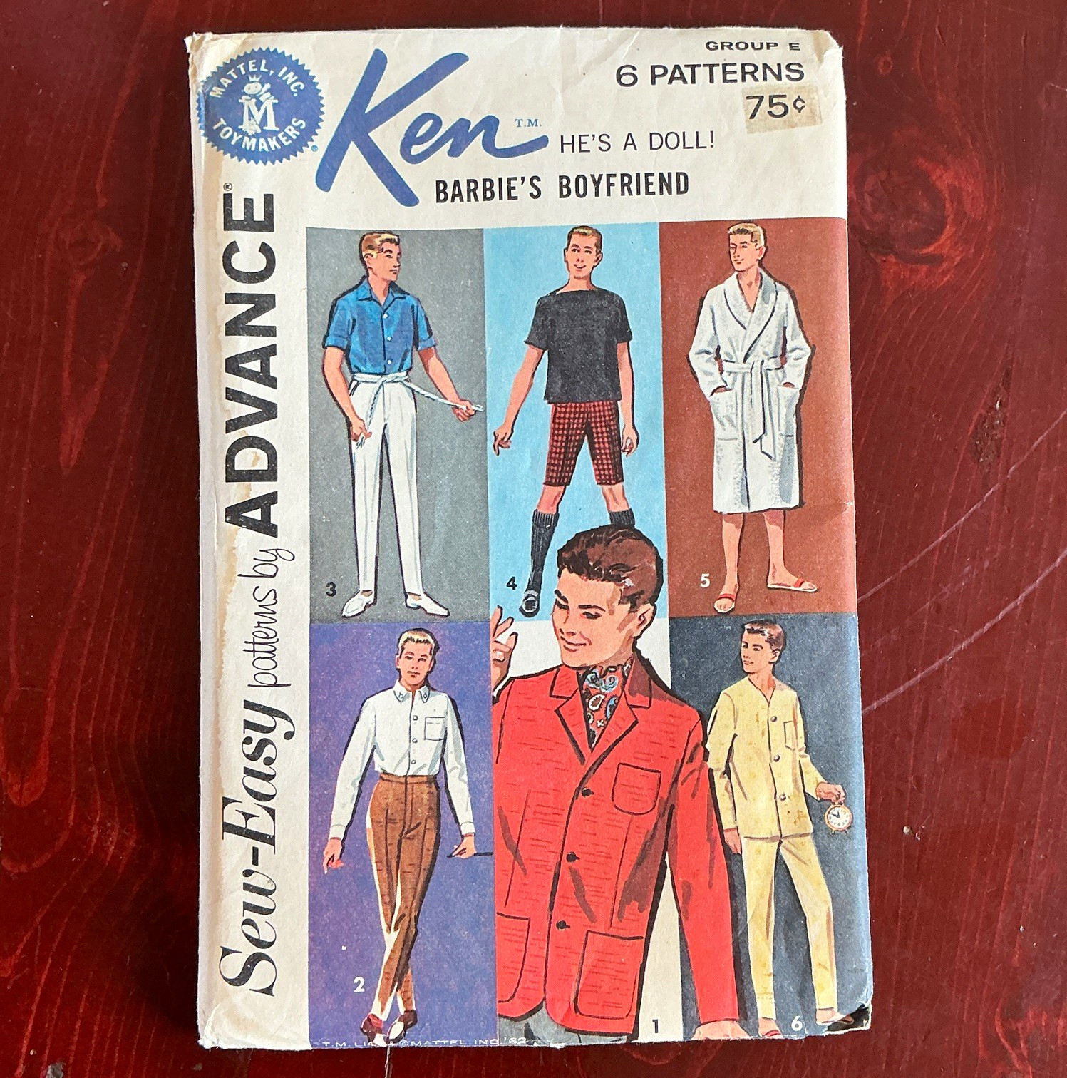 Vintage Mattel Ken Barbie’s Boyfriend Advance Sew- Easy Pattern Set 6 UNCUT