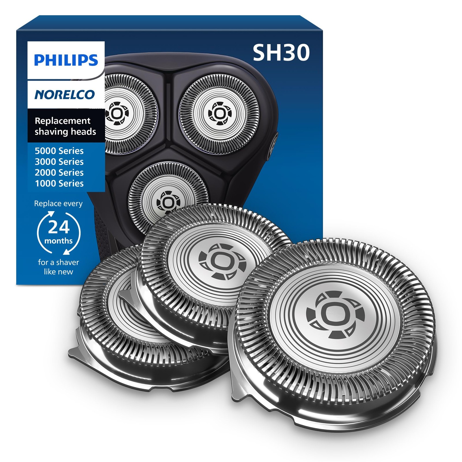 Philips Norelco SH30/52 Genuine Shaving Heads, 3 Count (Pack of 1), Silver