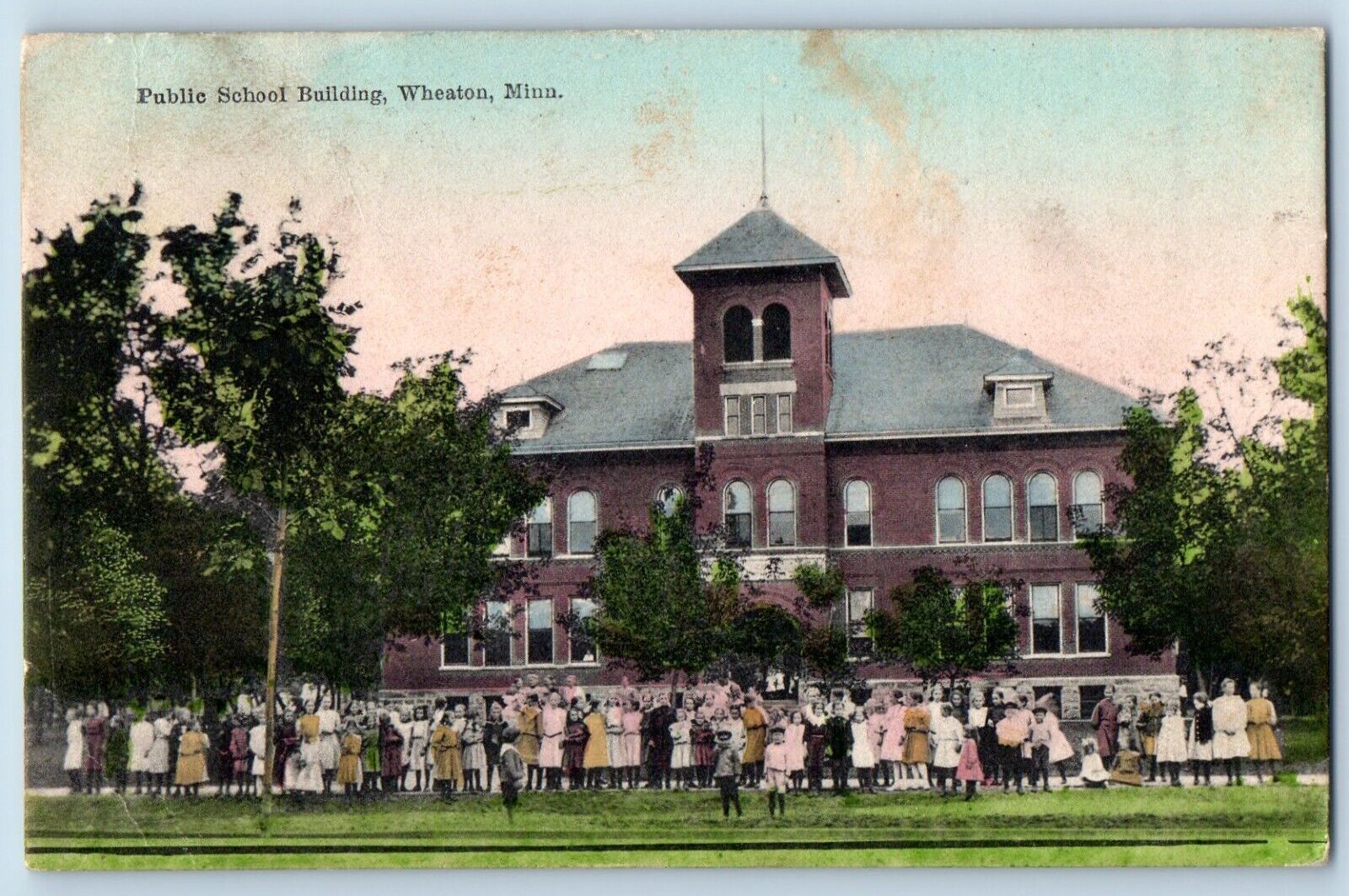 Wheaton Minnesota Postcard Public School Building Exterior 1909 Vintage Antique