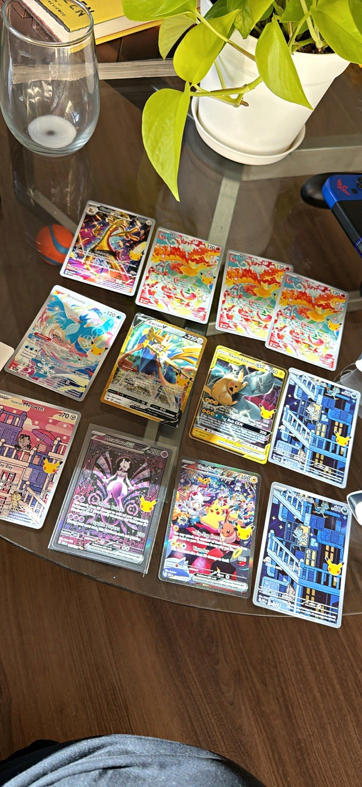 Pokemon 30th Celebrations 12 Card Lot: Pikachu EX Night, Mewtwo EX, Zacian V