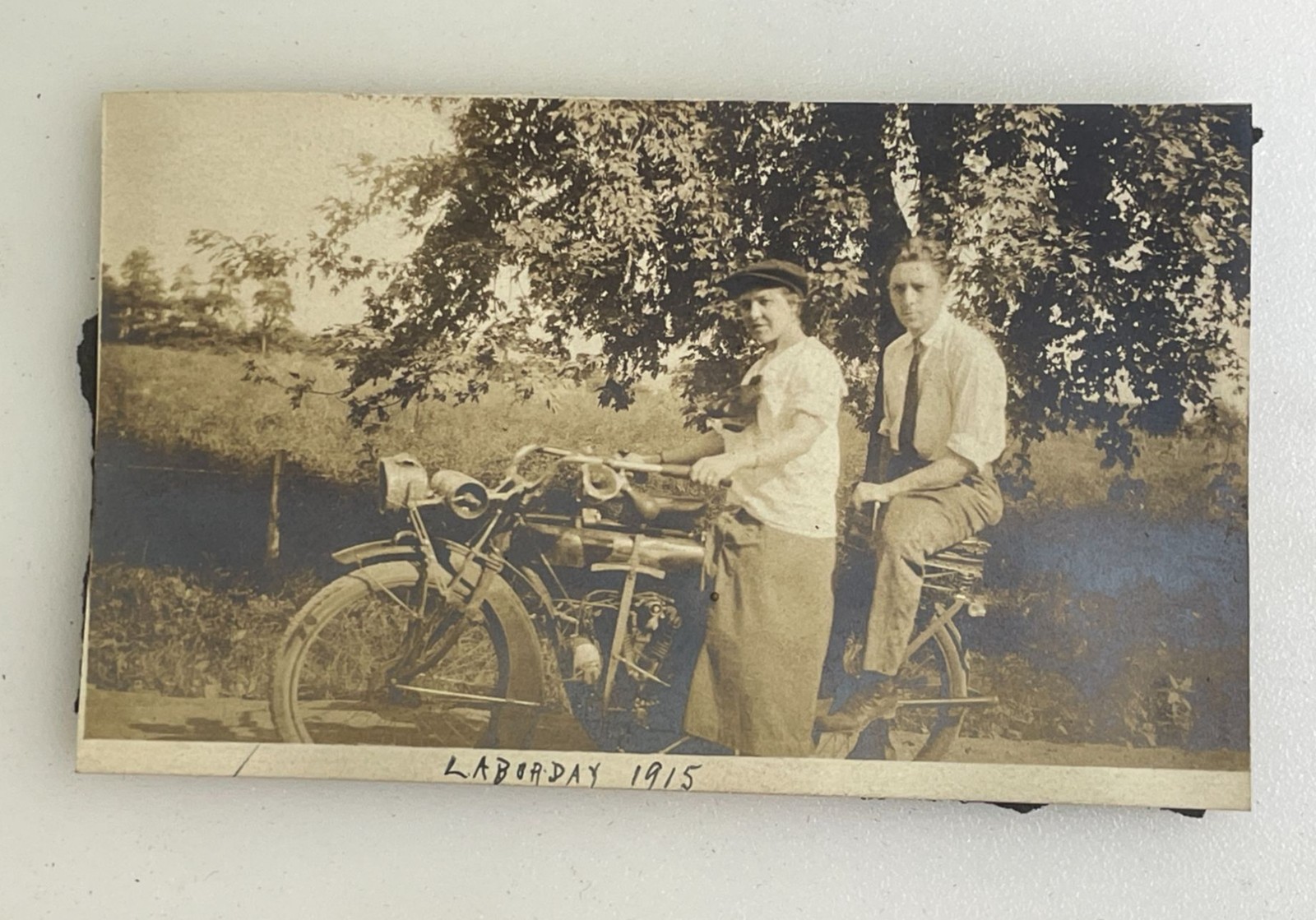 Vintage 1915 Photo Rare Antique 1914 Yale Twin Cylinder Motorcycle Couple