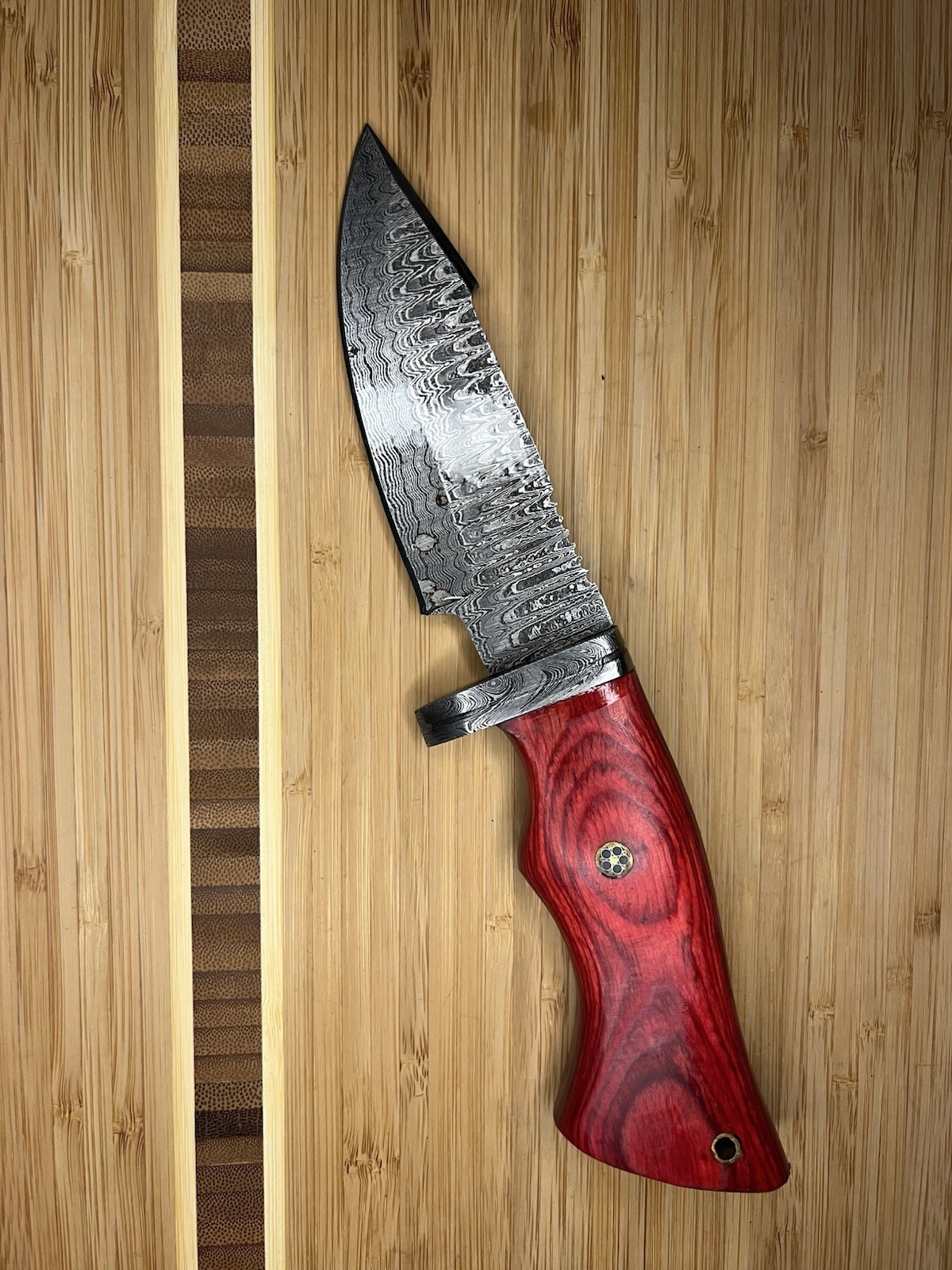 CUSTOM HAND MADE FORGED DAMASCUS STEEL FIX BLADE HUNTING TRACKER BOBCAT KNIFE