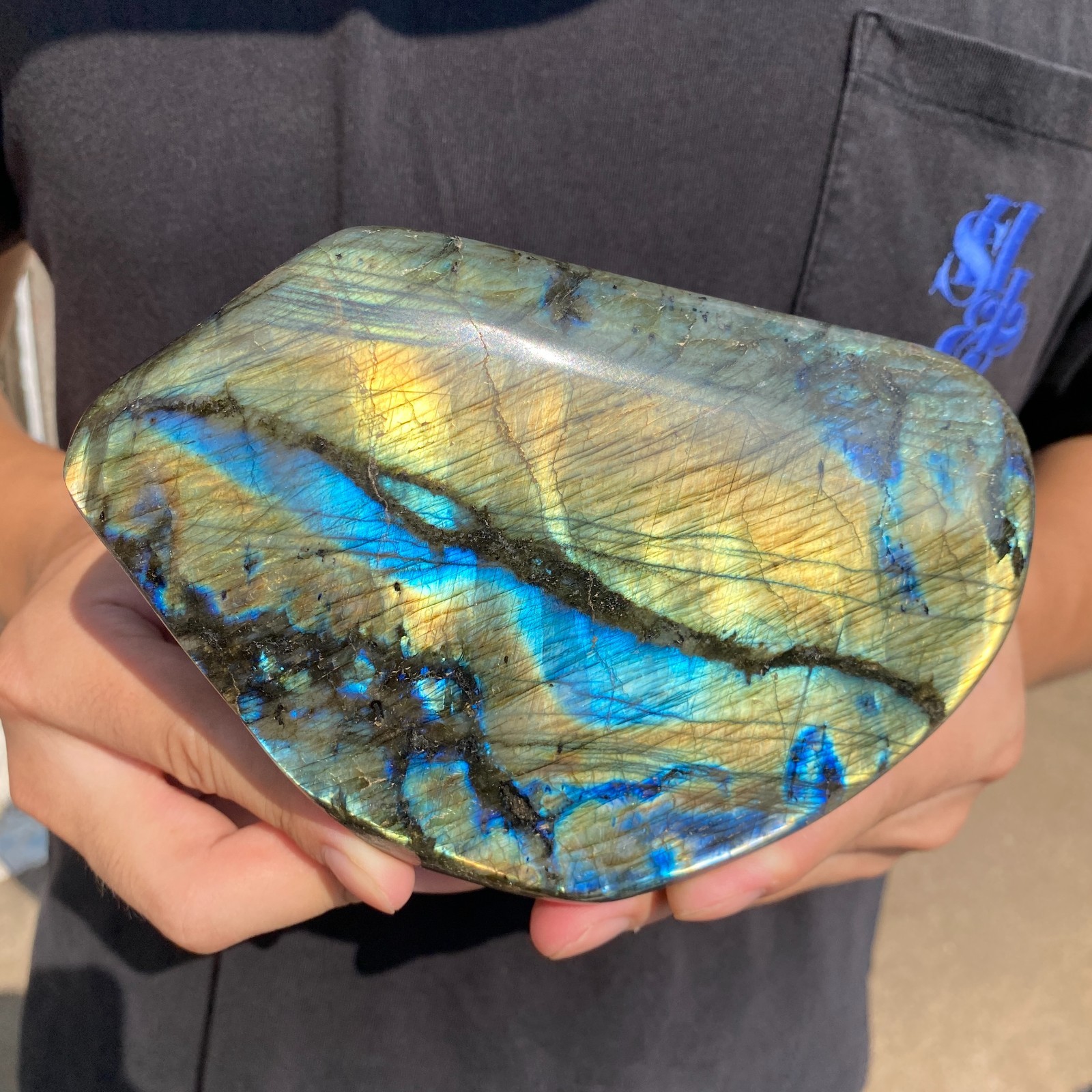 3.1lb Natural Flash Labradorite Quartz Crystal Freeform rough Mineral Healing