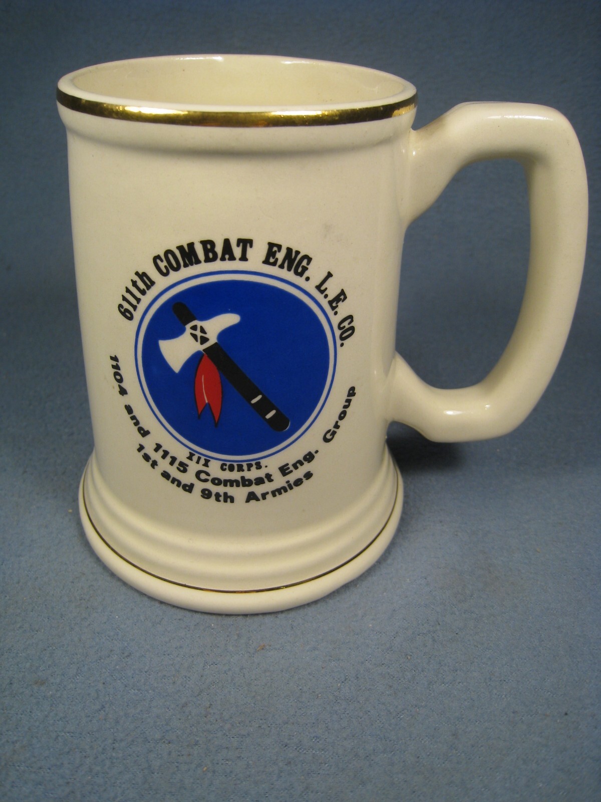 Rare Vtg. US. 611th Combat Engeners L.E. Cp 1st & 9th Armies Stein
