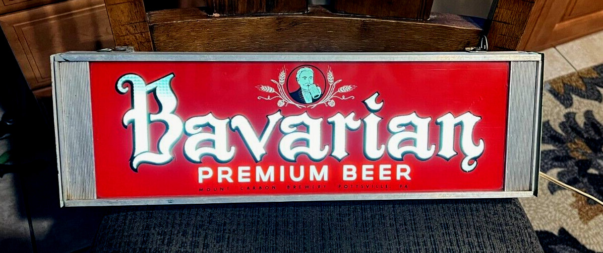 RARE MT CARBON BREWING BAVARIAN PREM BEER METAL CASE LIGHT UP SIGN POTTSVILLE PA
