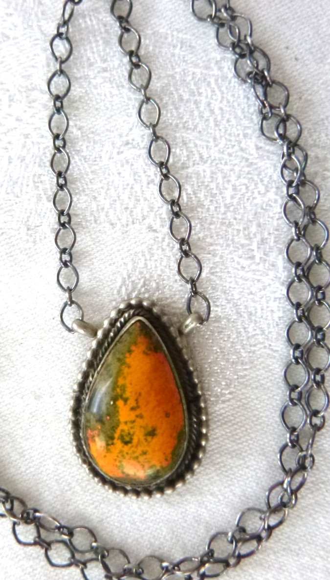 NWT Navajo Scott Skeets Bumble Bee Jasper Pendant Necklace 925 Sterling Silver