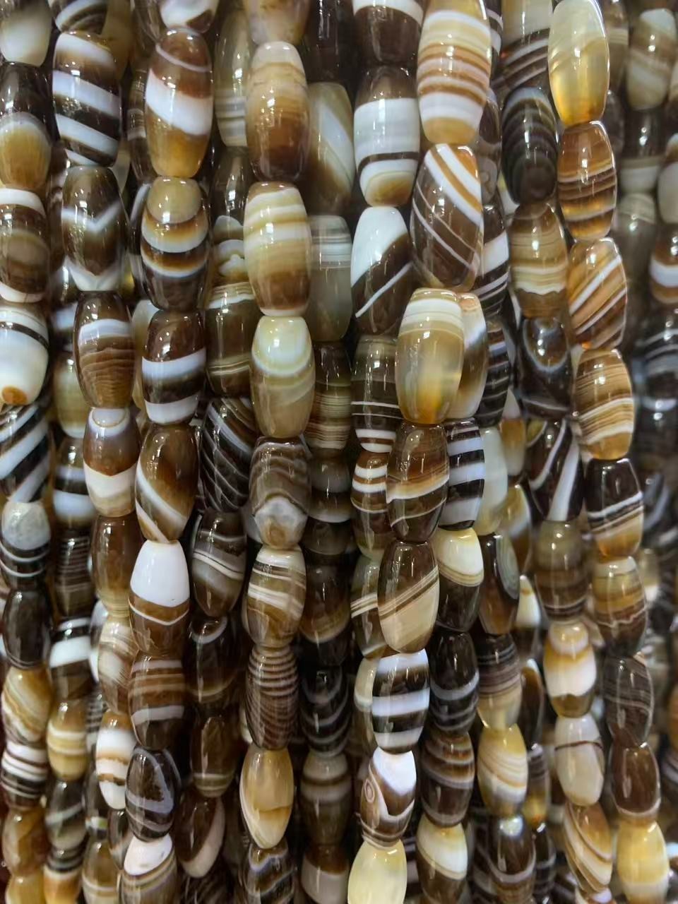 120 Pcs Wonderful Rare Tibetan Old Natural Stripes Agate Dzi 8x16mm Beads