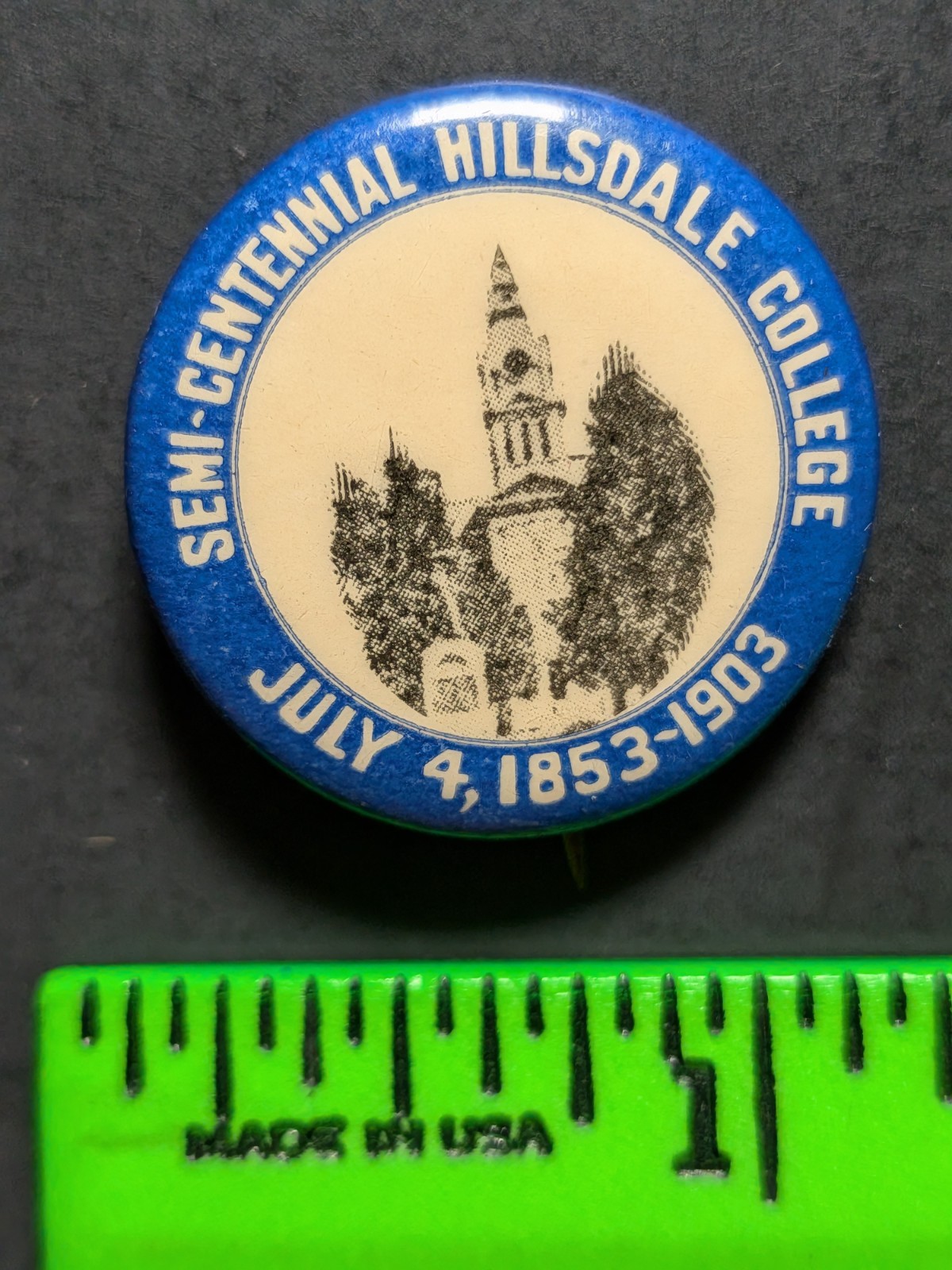 Vintage 1903 Hillsdale College Michigan Pinback Pin