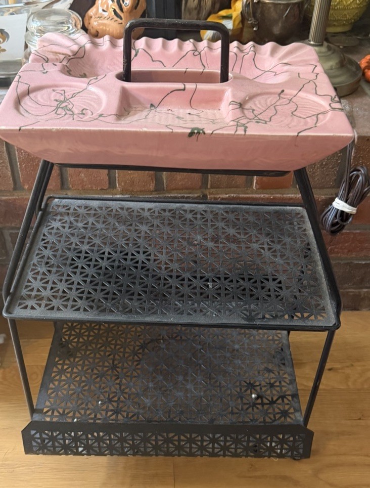 Vintage Pink 1950\'s Atomic Smoking Stand Drink Holder Ashtray Magazine Rack