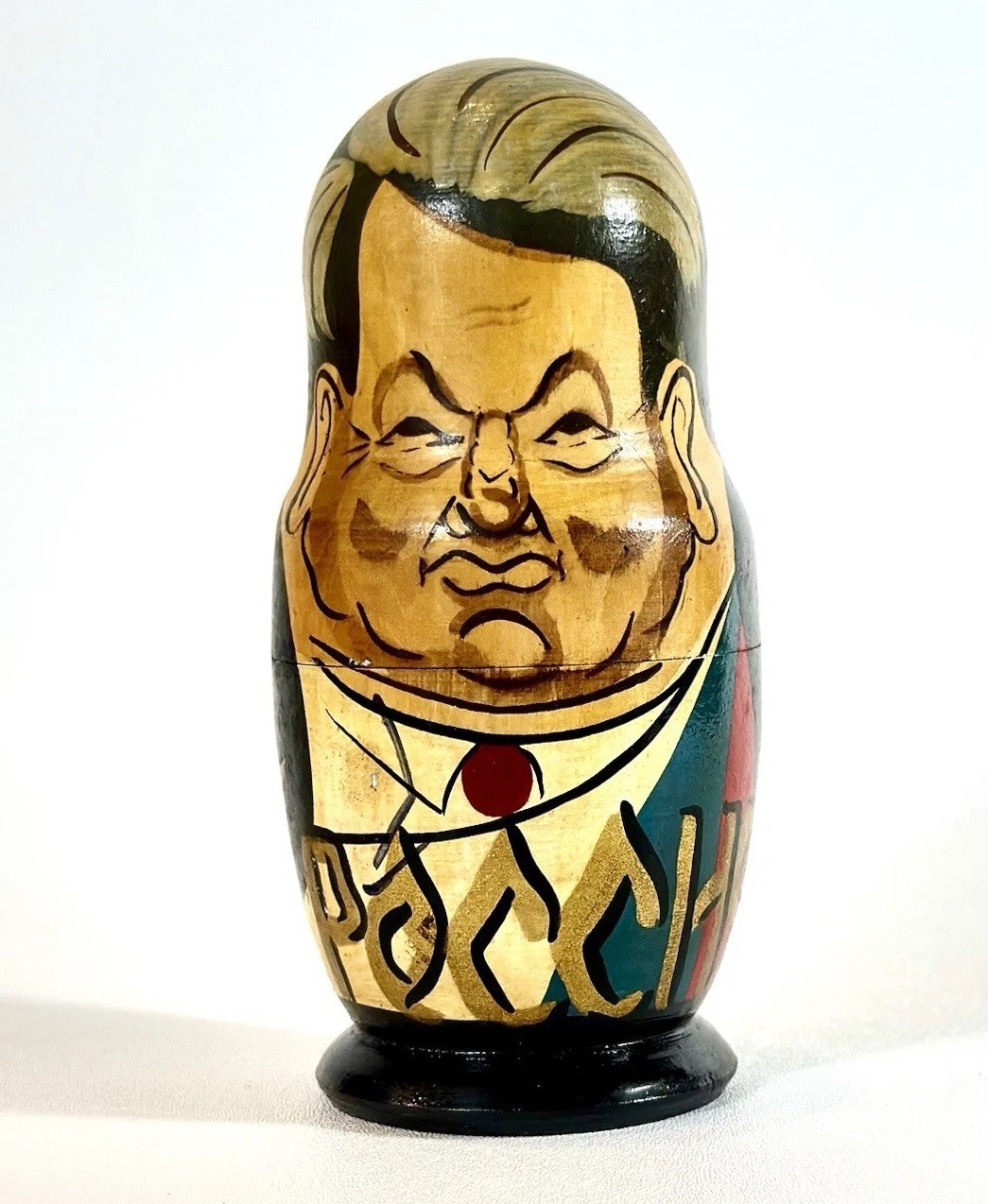 Vintage Russian Political Nesting Dolls Yeltsin, Gorbachev Caricature Hand Made