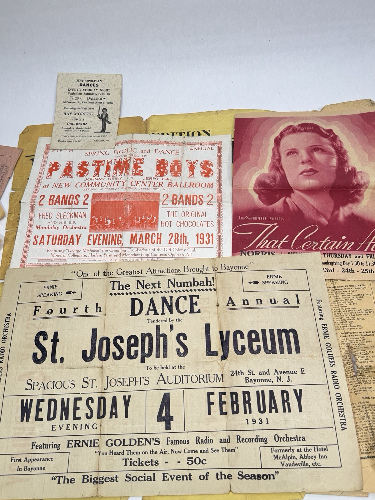 Vintage 1930s Ephemera Paper Lot Broadway Song Books Dance Programs Letters Ads