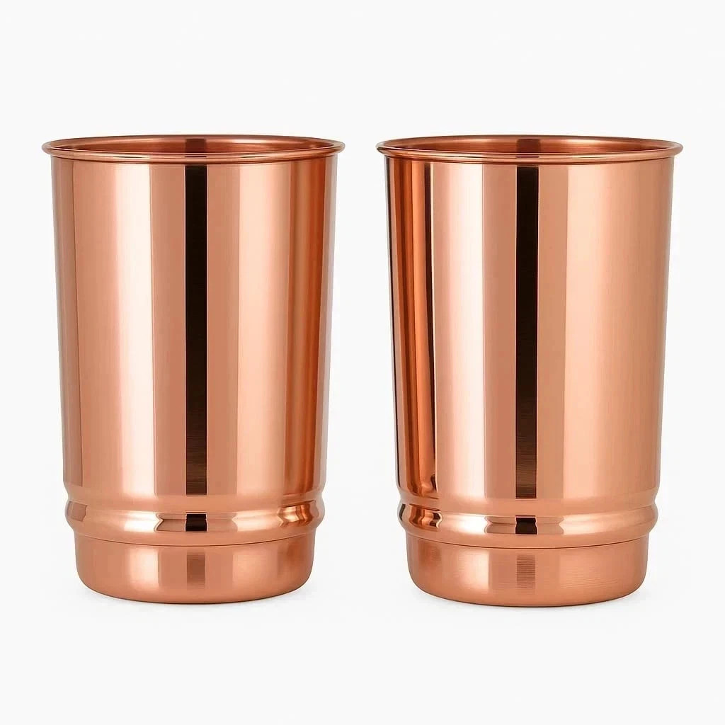 Pure Copper Drinking Cups - Ayurvedic Health Tumblers – 2 pcs. set