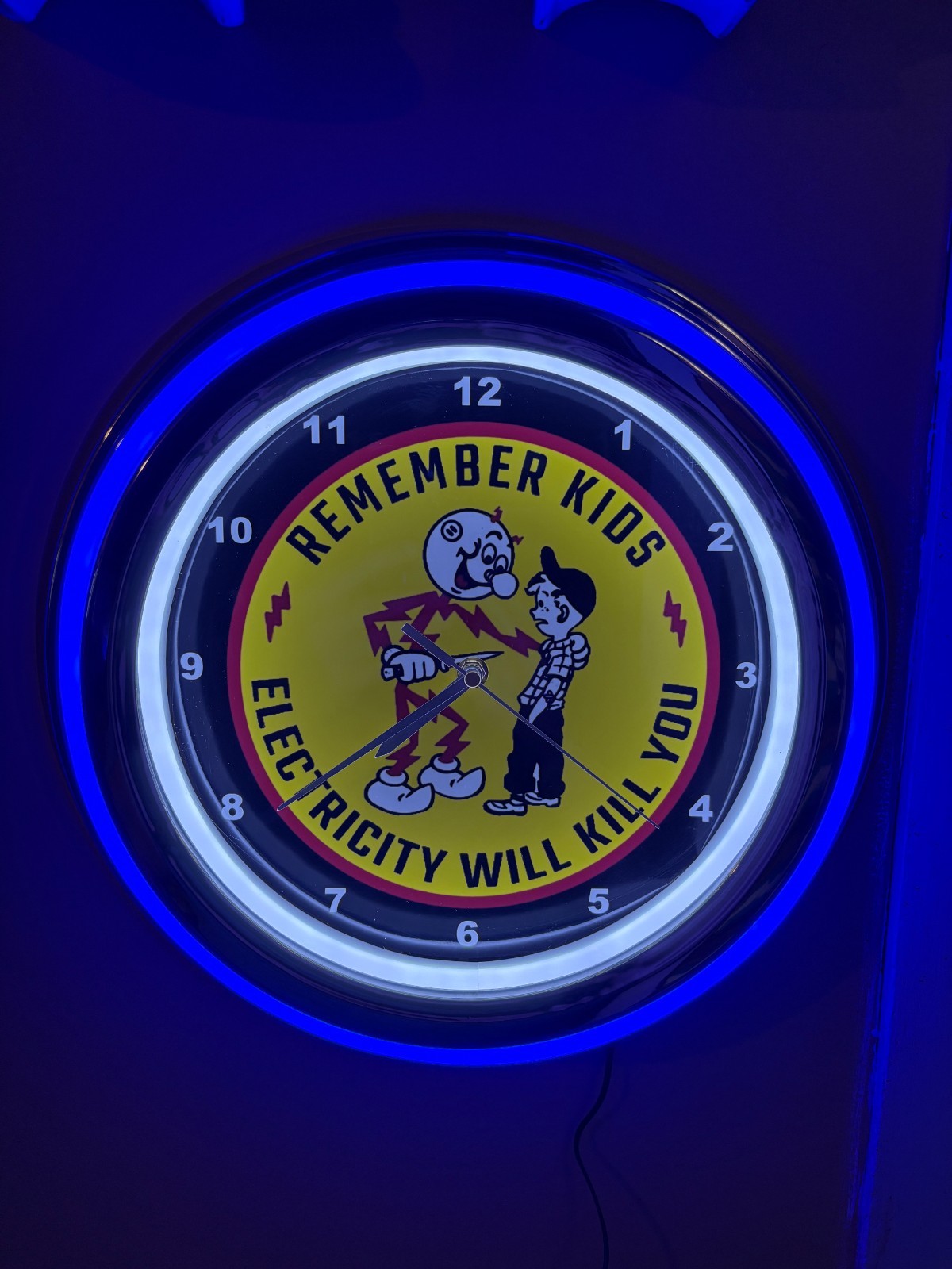 Reddy Kilowatt Kills Electrician Electric Company Neon Style LED Clock Sign