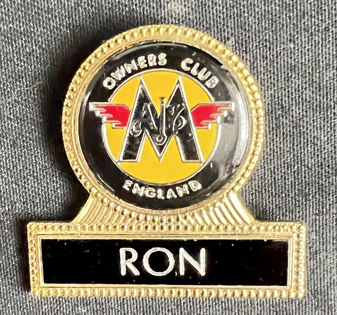 MATCHLESS AJS OWNERS CLUB ENGLAND NAME BADGE VINTAGE MOTORCYCLE LAPEL PIN BADGE