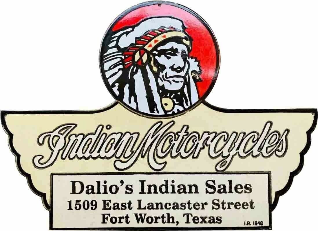 PORCELAIN  INDIAN MOTORCYCLES ENAMEL SIGN  30X22 INCHES DOUBLE SIDED