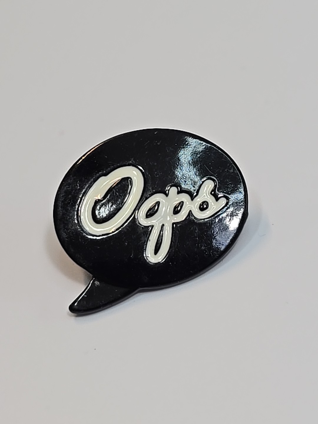 Oops Lapel Pin Black & White Conversation Bubble