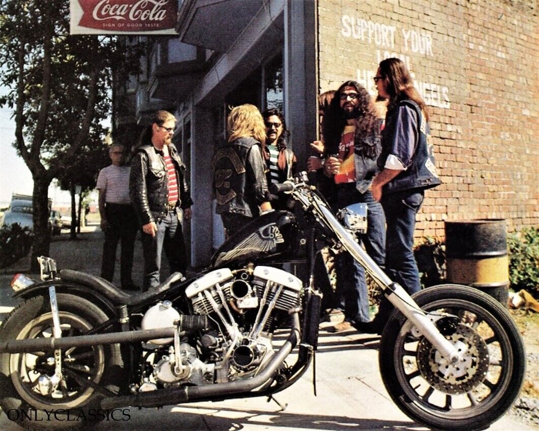 Vintage Harley Davidson Shovelhead Motorcycle 8x10 Photo Chopper Gang Tough Guys