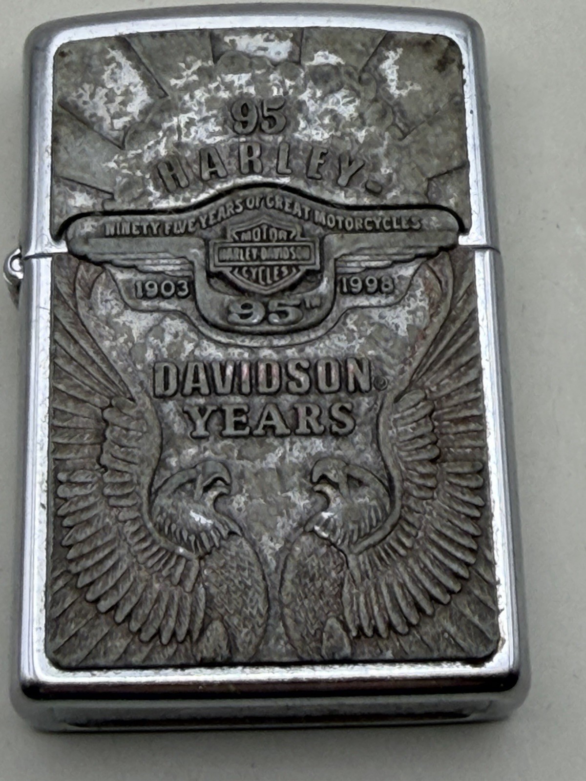 Harley Davidson Limited 95 Years Emblem Double Side Chrome Zippo Lighter