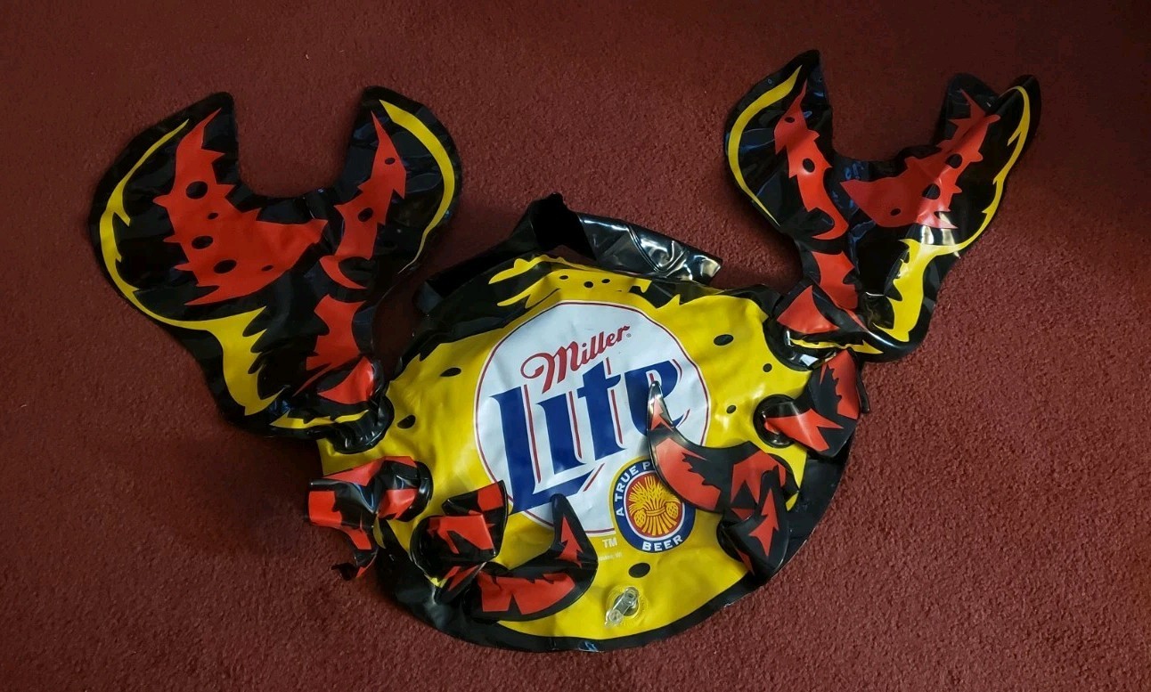 Vintage 1999 Miller Lite Brewing Company Blow Up Inflatable Hanging Crab  Used  