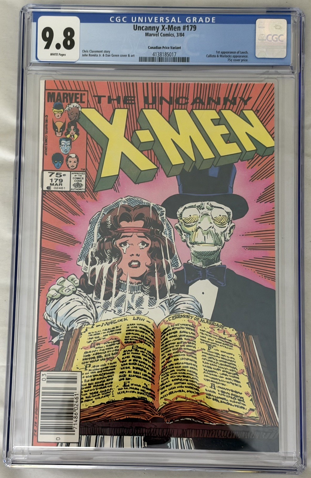 Uncanny X-Men 179 1st app Leech, Newsstand & Canadian Price Variant CGC 9.8