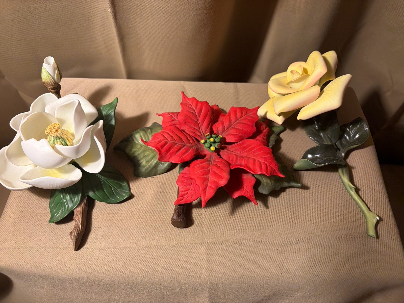 Poinsettia Capodimonte Porcelain Flowers Avon