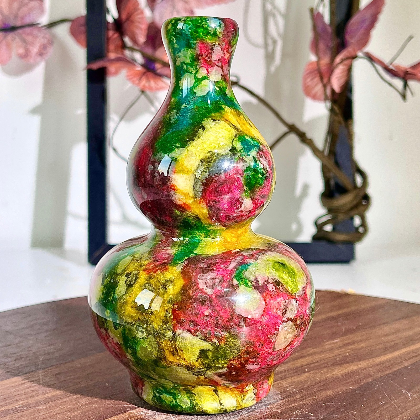 1.71lb Rare and Natural Chinese Rainbow Jade Gourd
