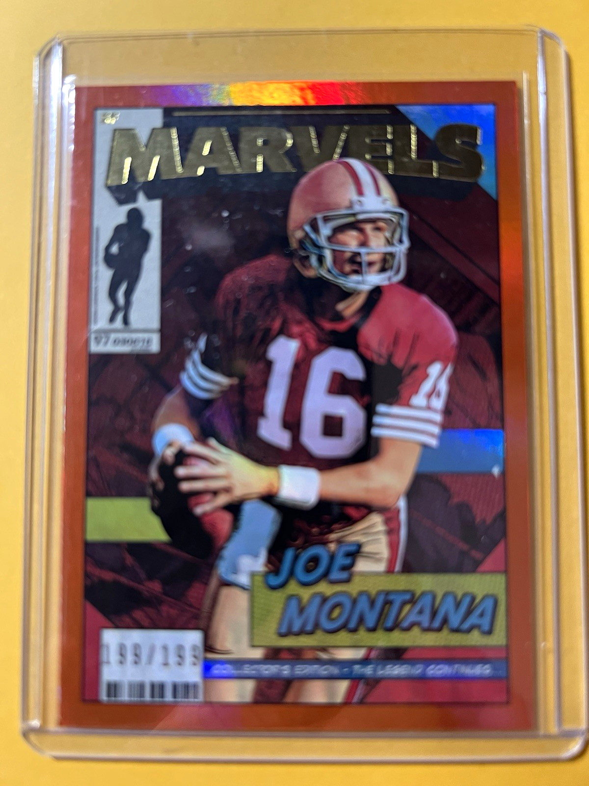 Panini 2026 90s Pop Culture Marvels Joe Montana MV-JM Insert #199/199 orange