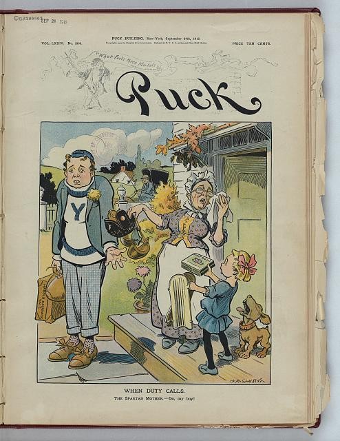 New York NY 1913 Puck Cover When Duty Calls Yale Student Farewell Cartoon