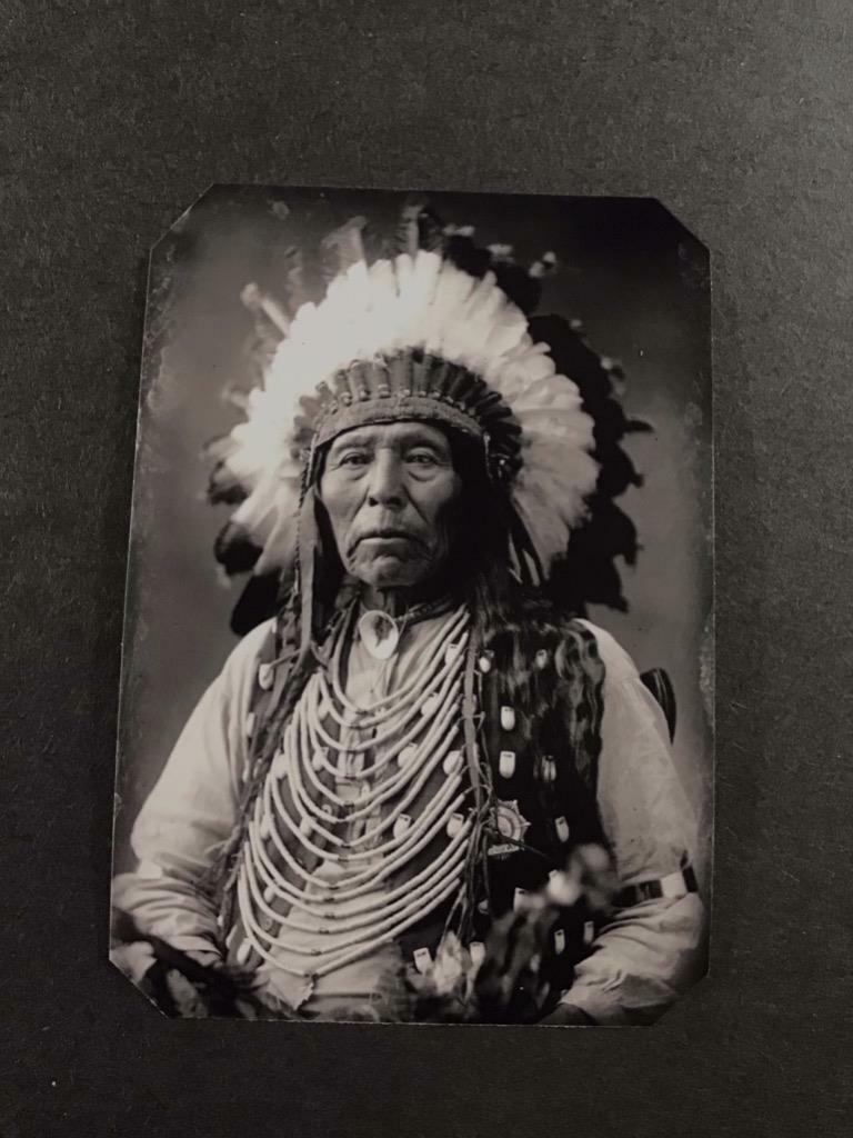 Sixth-Plate Native American Wild Horse Cousin Of Crazy Horse  Tintype C2445RP