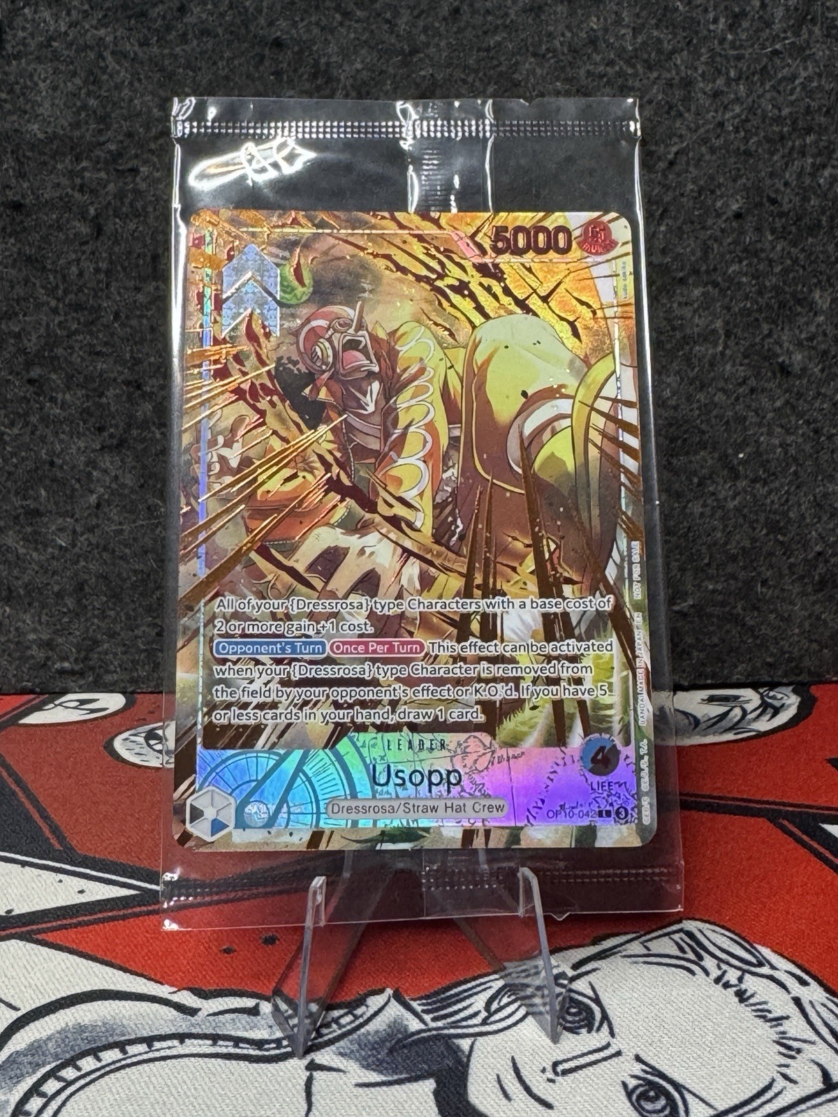 Sealed 2026 One Piece TCG Usopp OP10-042 Flame Flame Fruit Coliseum Leader Card
