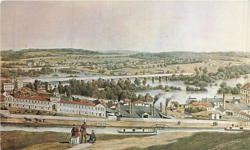 Postcard VA: View from Gamble's Hill, James River & Canal, Richmond, Virginia